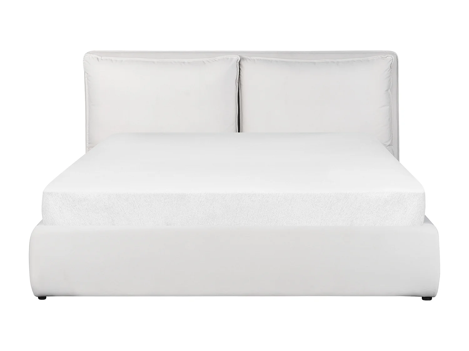 Letto con ottomano Velluto BAJONNA 160 x 200 cm Bianco