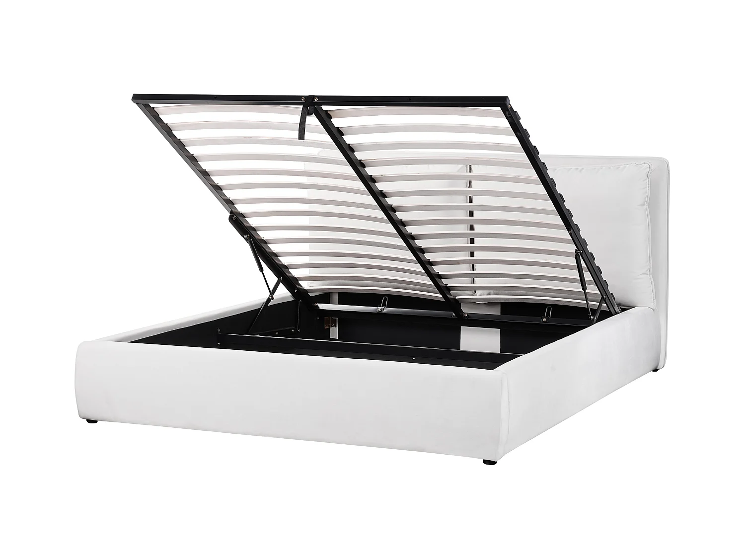 Bett mit Stauraum Samtstoff BAJONNA 160 x 200 cm Weiss