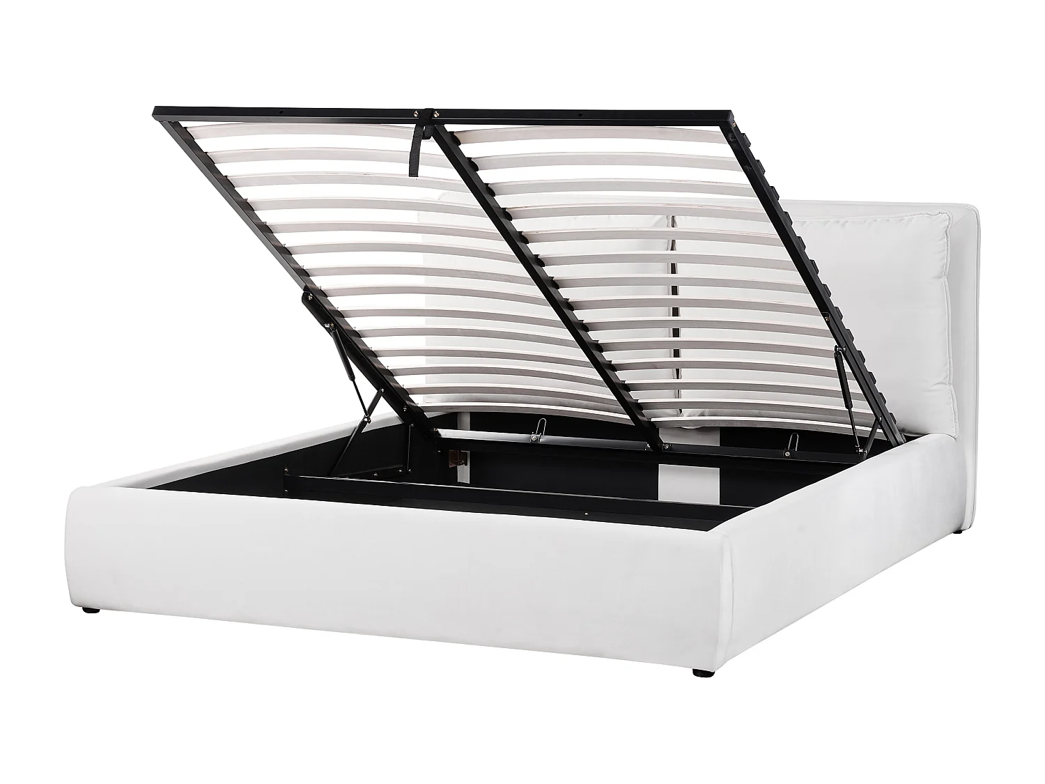 Letto con ottomano Velluto BAJONNA 160 x 200 cm Bianco