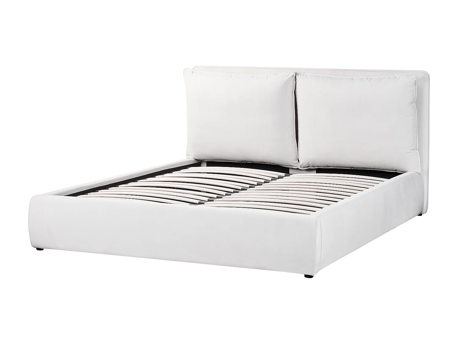 Letto con ottomano Velluto BAJONNA 160 x 200 cm Bianco