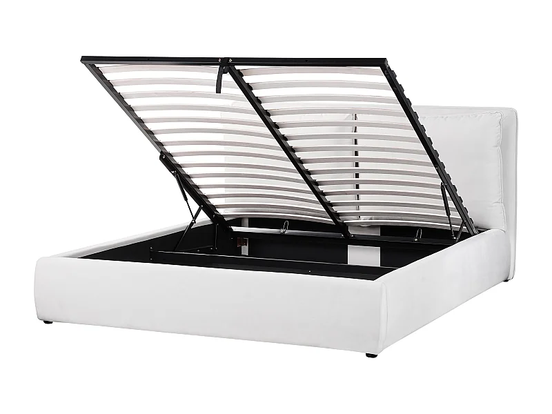 Letto con ottomano Velluto BAJONNA 160 x 200 cm Bianco