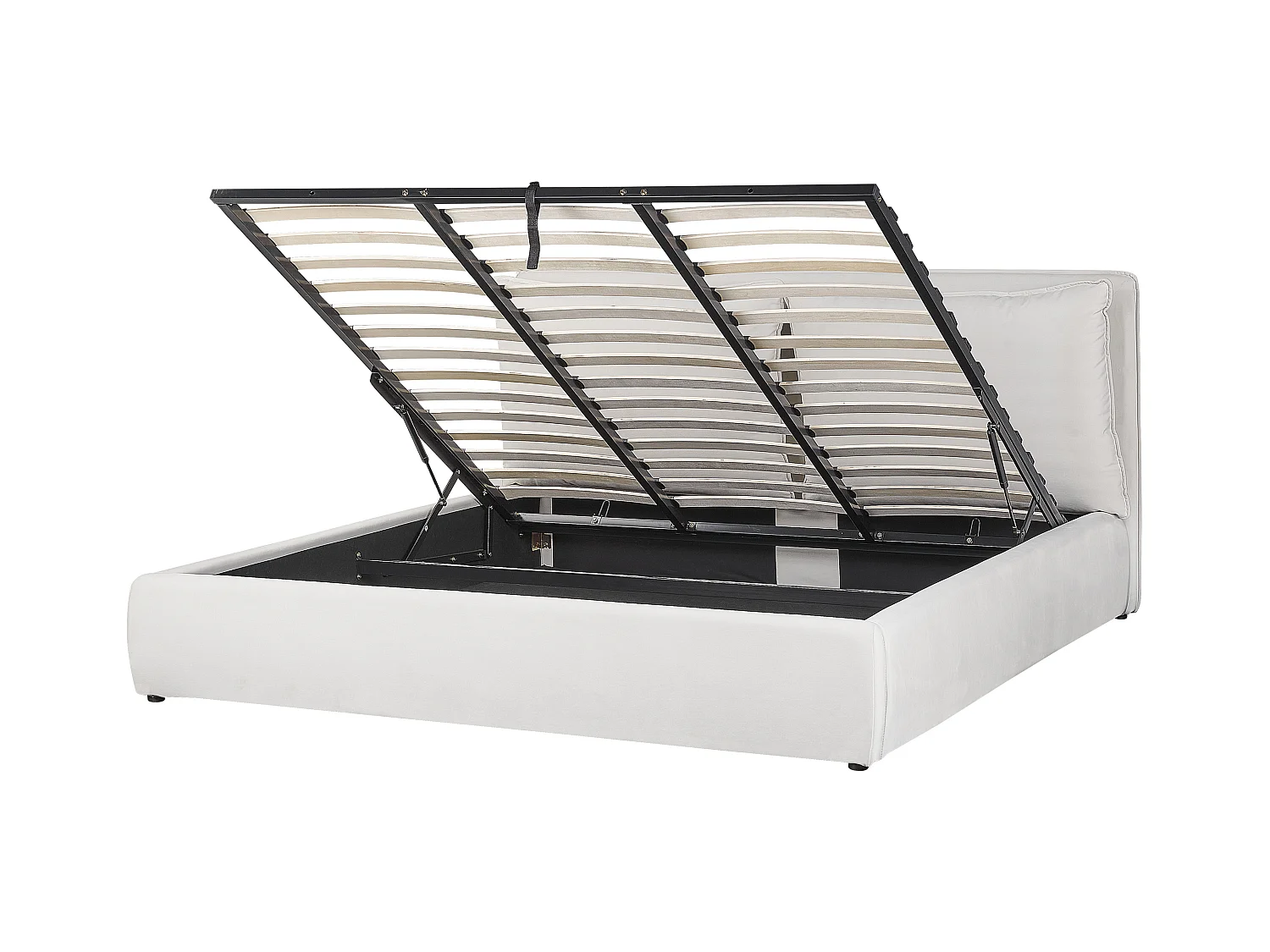 Lit ottoman Velours BAJONNA 180 x 200 cm Blanc cassé