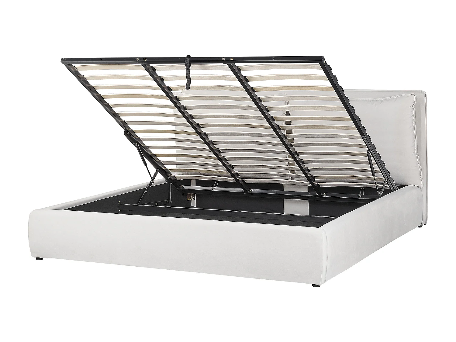 Cama con almacenaje Terciopelo BAJONNA 180 x 200 cm Blanco