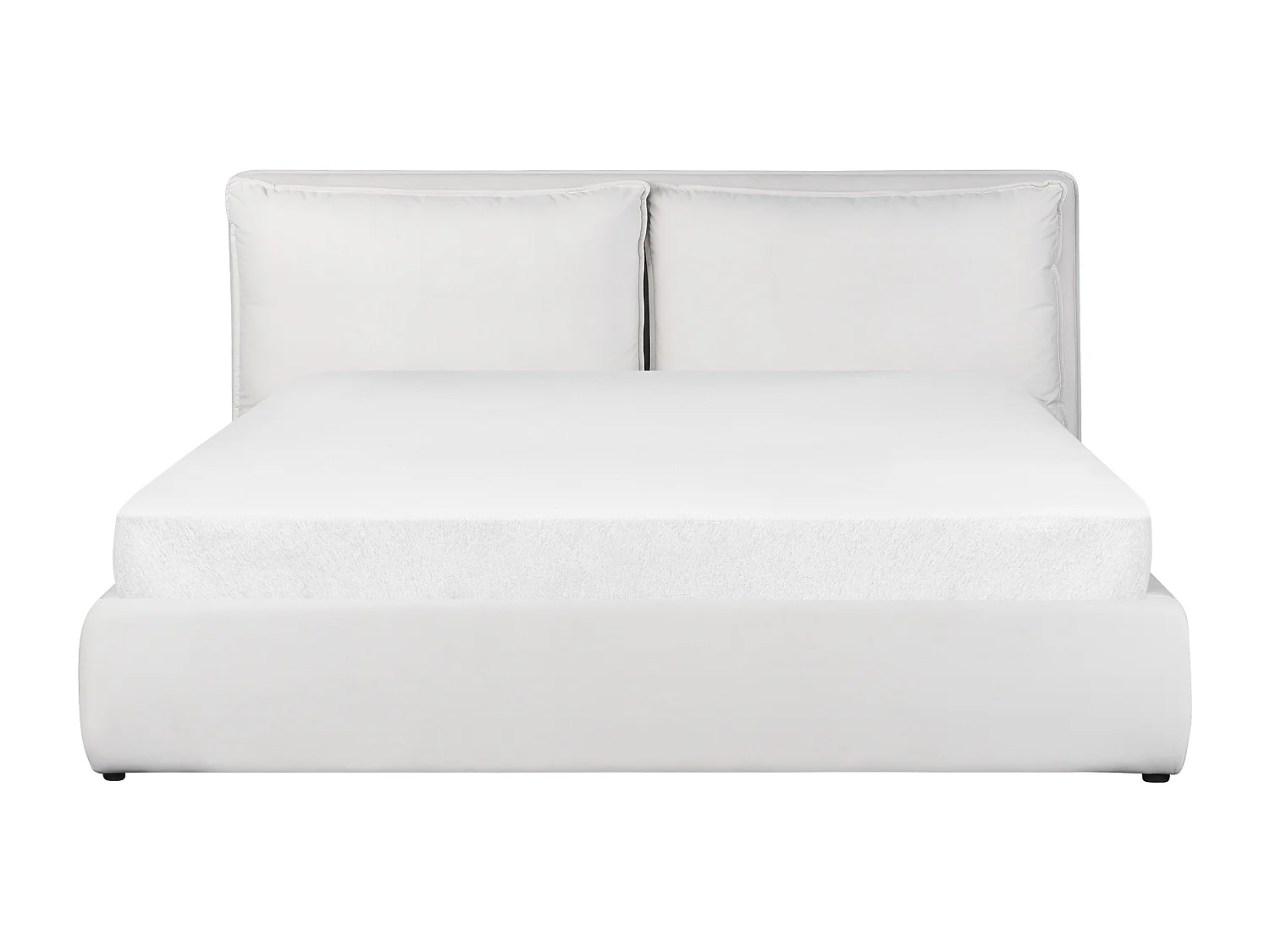 Cama con almacenaje Terciopelo BAJONNA 180 x 200 cm Blanco