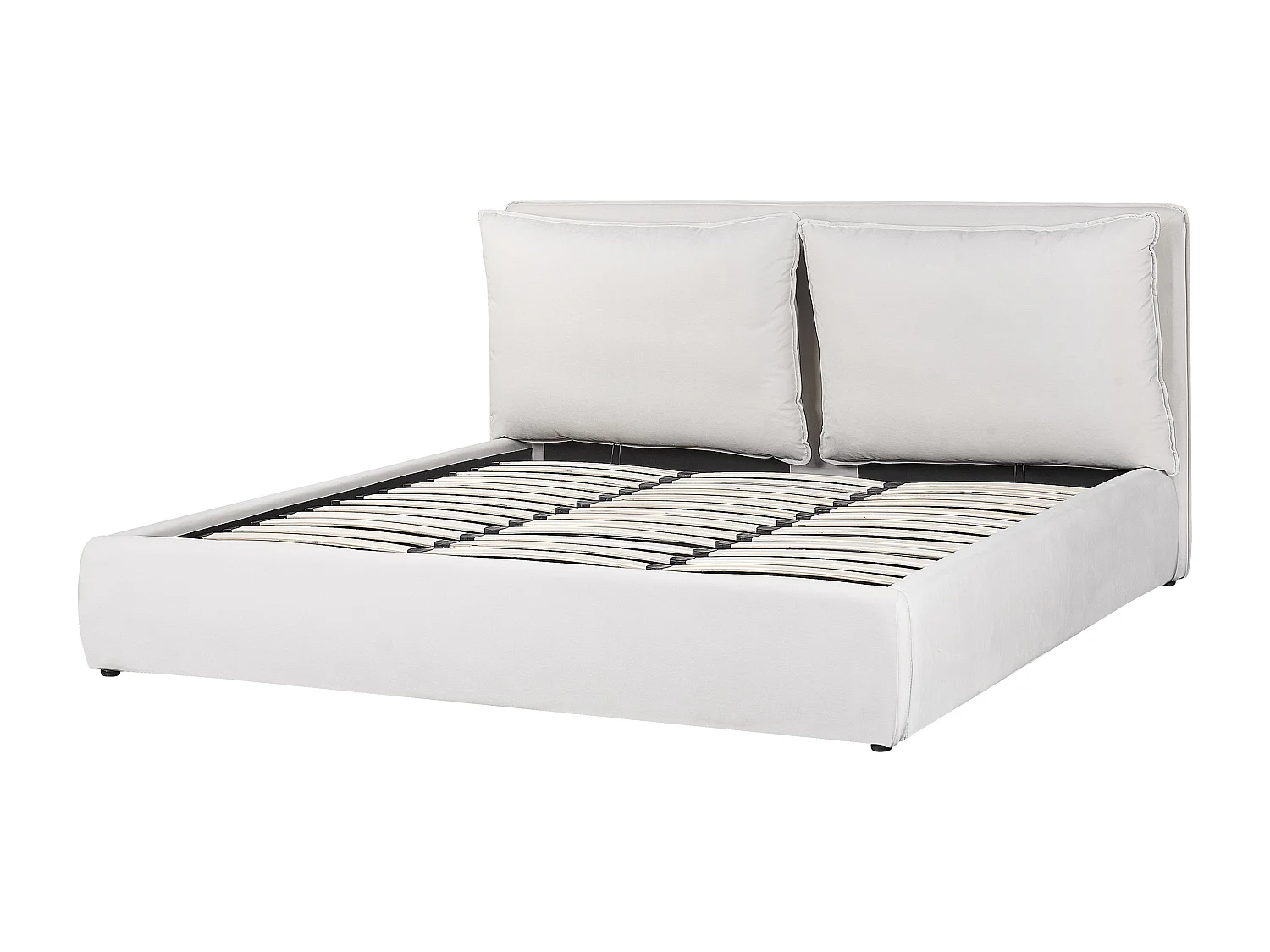 Cama con almacenaje Terciopelo BAJONNA 180 x 200 cm Blanco