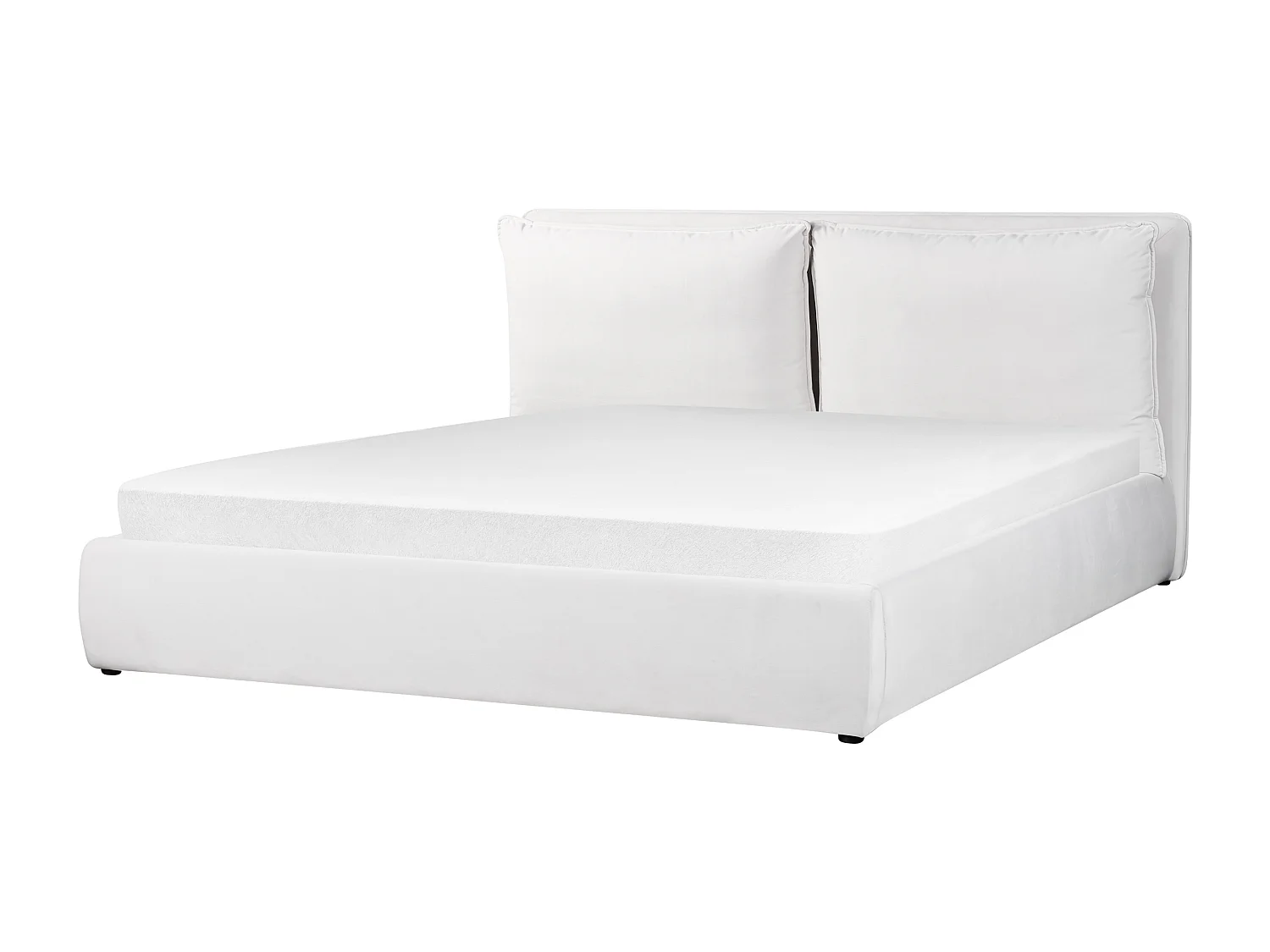 Bett mit Stauraum Samtstoff BAJONNA 180 x 200 cm Weiss