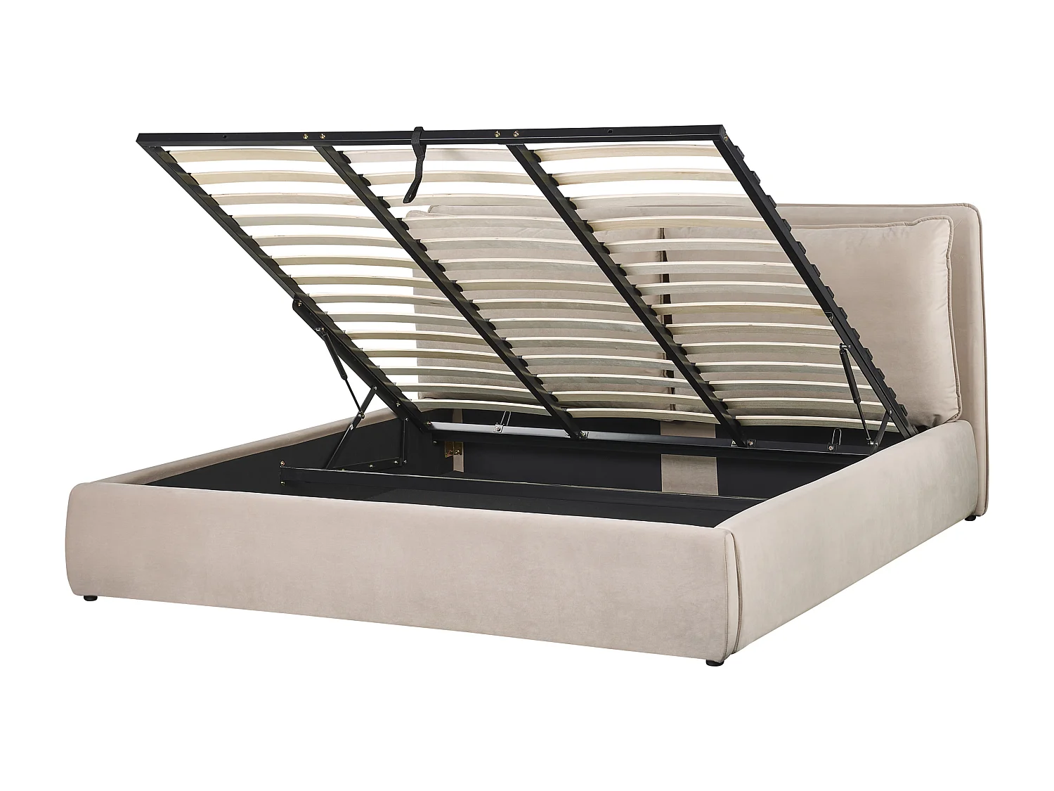 Bed met opbergruimte Fluweel BAJONNA 180 x 200 cm Beige