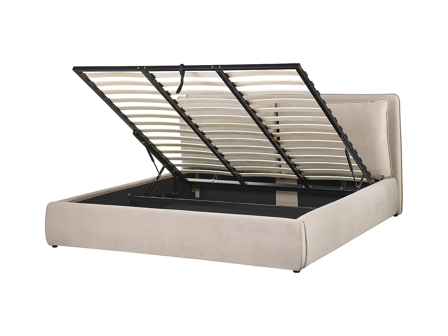 Lit ottoman Velours BAJONNA 180 x 200 cm Beige