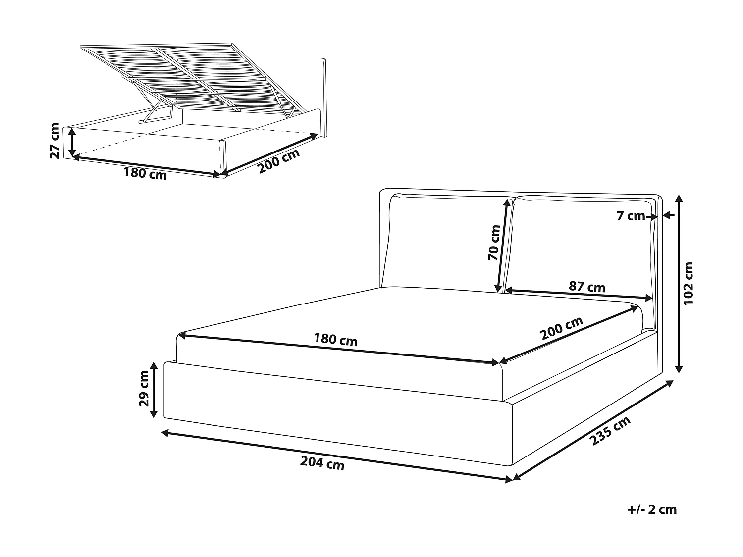 Bed met opbergruimte Fluweel BAJONNA 180 x 200 cm Beige
