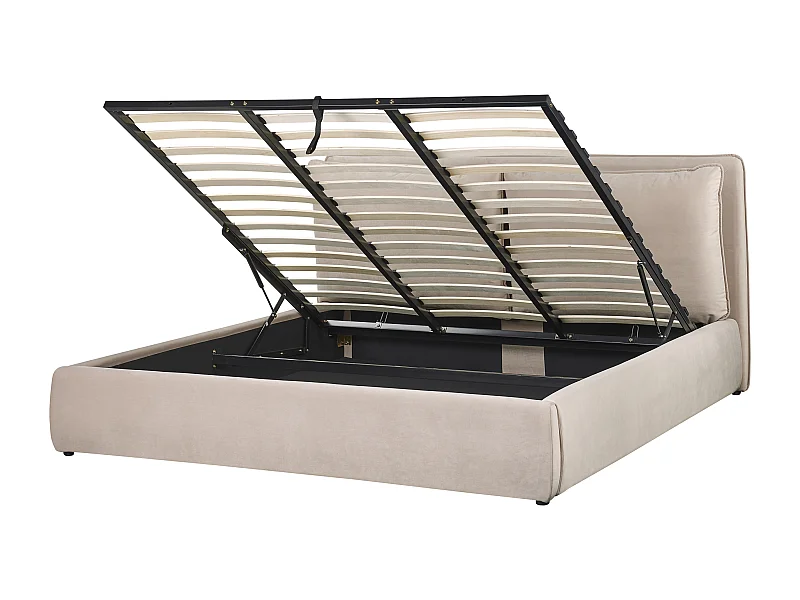 Cama baú Veludo BAJONNA 180 x 200 cm Creme