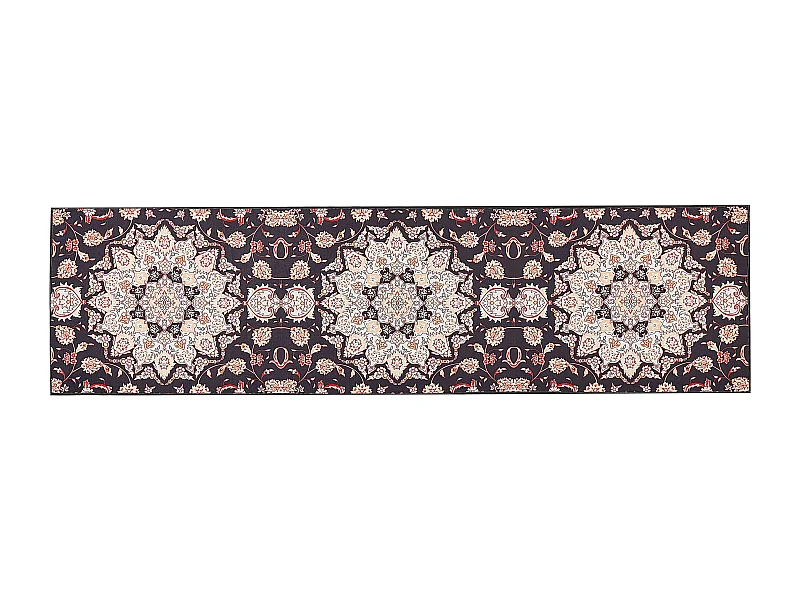Tapete em tecido preto e creme 80 x 300 cm ARITAS