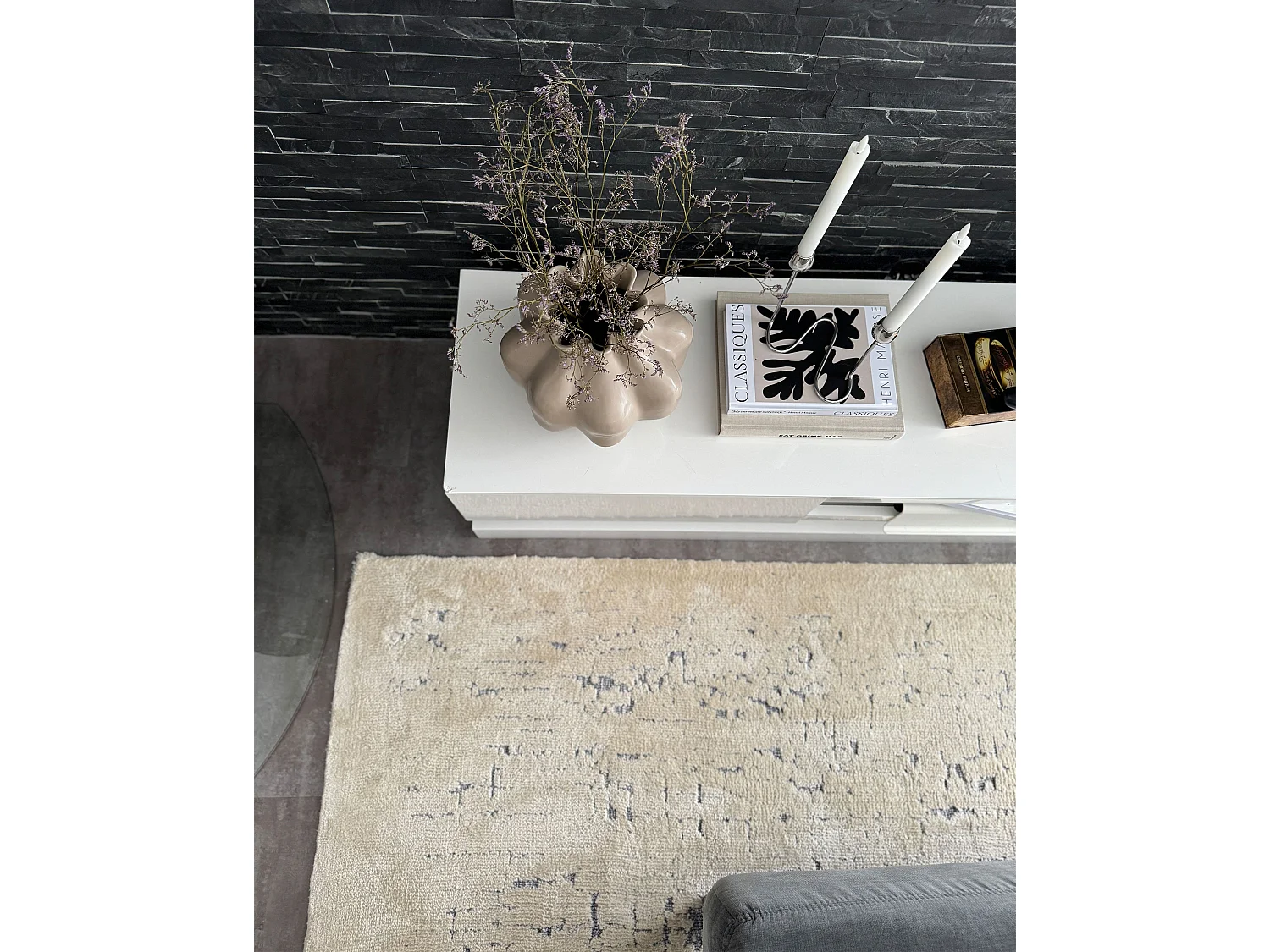 Teppich creme / grau 160 x 230 cm abstraktes Muster Kurzflor NAKUS