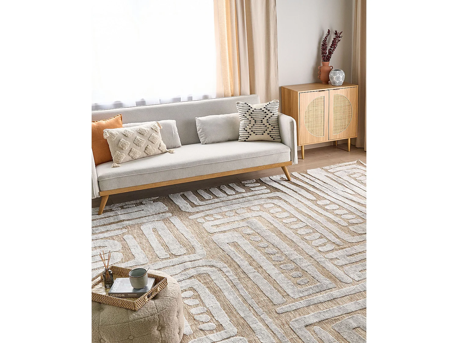 Vloerkleed polyester beige/grijs 300 x 400 cm MANDAI