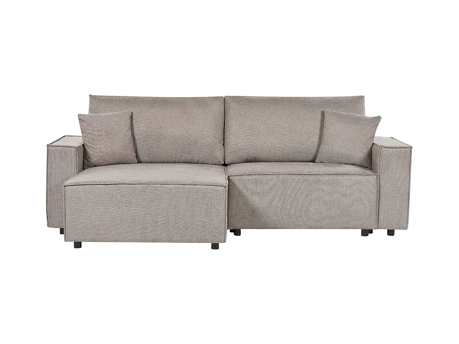 Canapé d'Angle à gauche Moderne Fonction Couchage Dossier Rembourré avec Coussins en Tissu Polyester Taupe Karila