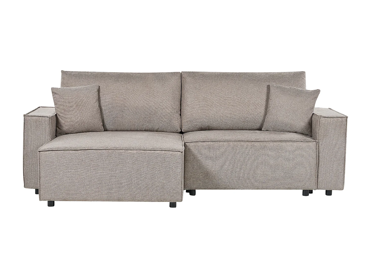 Canapé d'Angle à Droite Moderne Fonction Couchage Dossier Rembourré avec Coussins en Tissu Polyester Taupe Karila