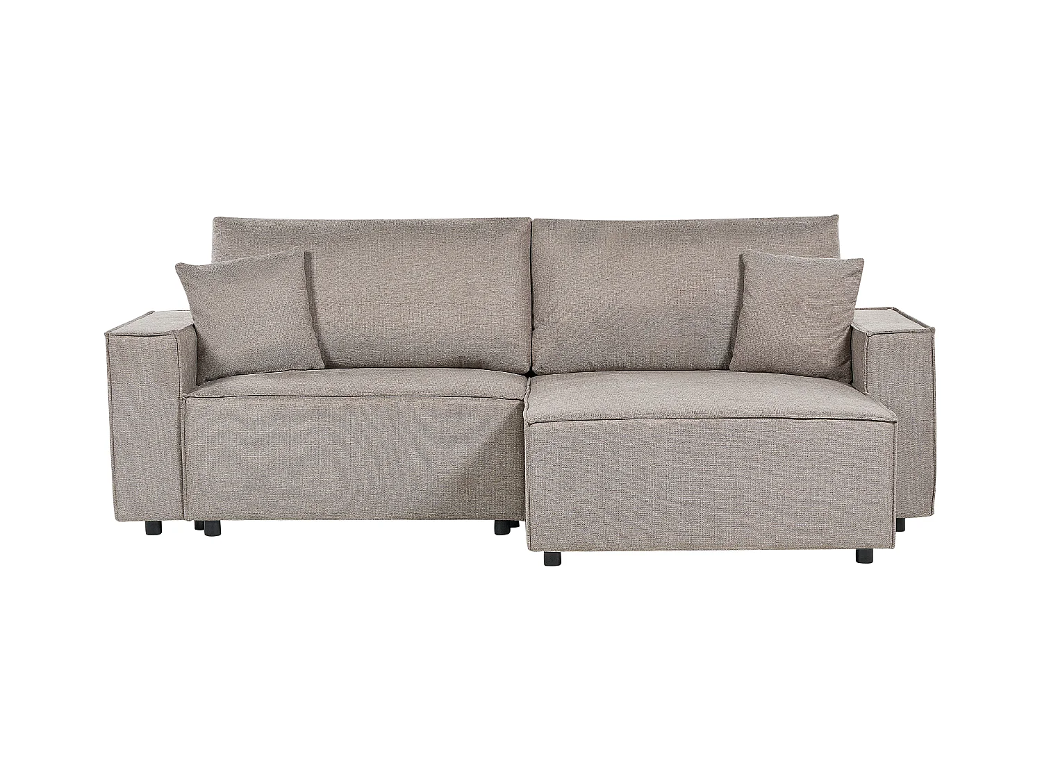 Canapé d'Angle à droite Convertible Dossier Rembourré en Tissu Polyester Taupe Karila