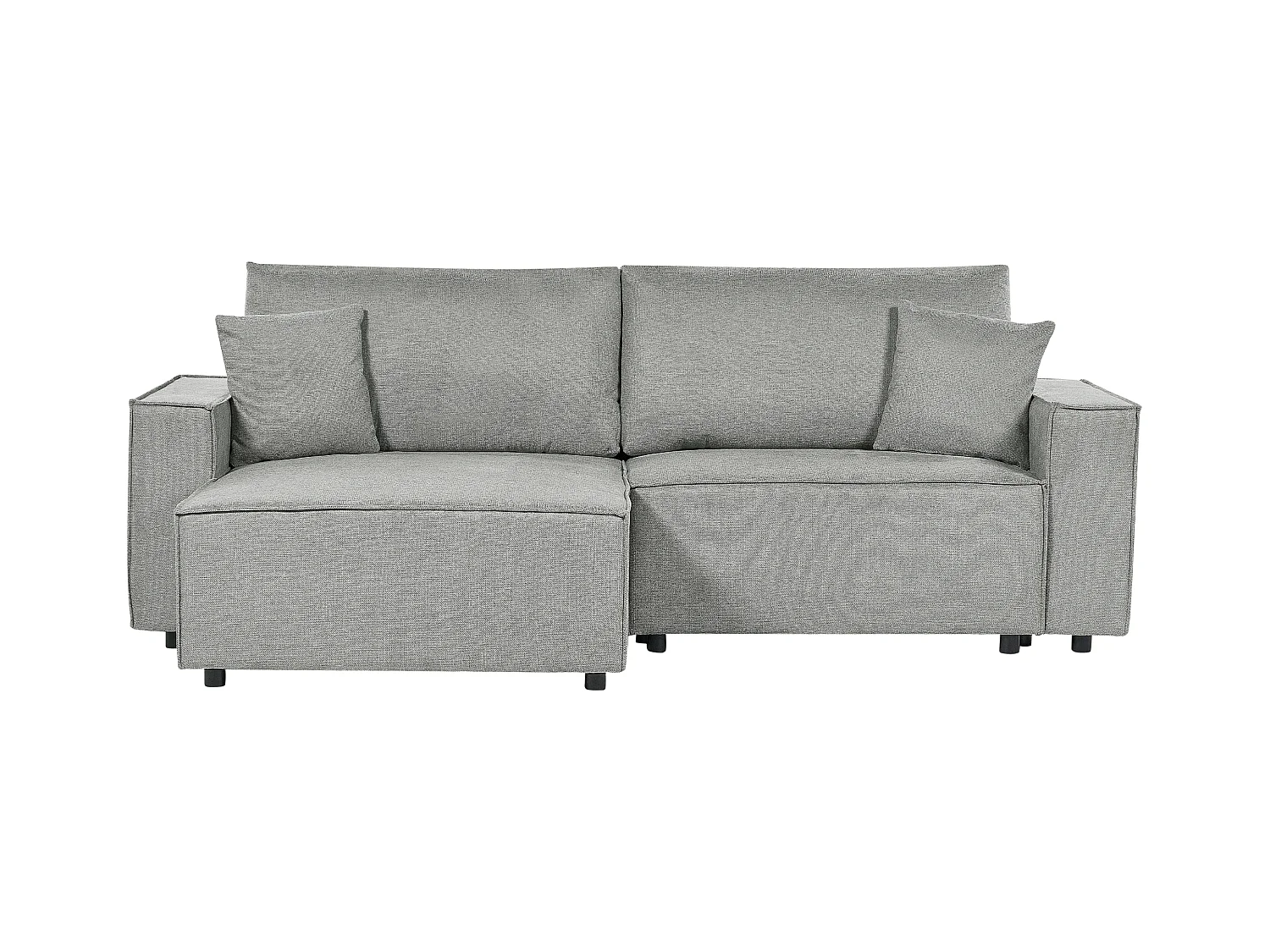 Canapé d'Angle à gauche Moderne Fonction Couchage Dossier Rembourré avec Coussins en Tissu Polyester Gris Karila
