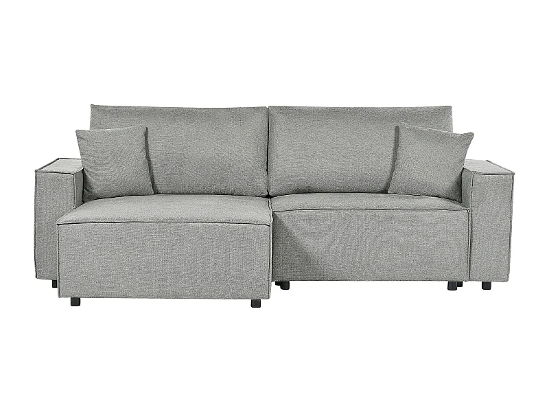 3-Sitzer Ecksofa grau rechts mit Chaiselongue Schlaffunktion Stauraum Karila