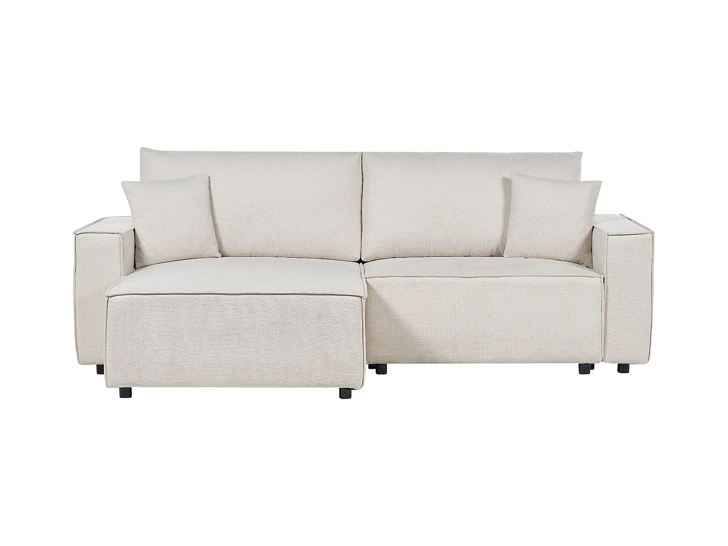 Canapé d'Angle à gauche Convertible Dossier Rembourré en Tissu Polyester Beige Karila