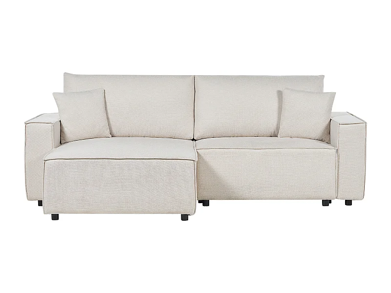 Divano letto KARILA Tessuto Beige chiaro con contenitore 3 posti Lato destro