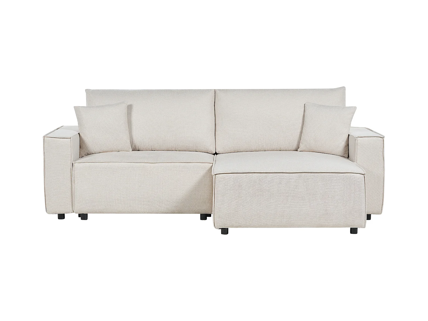 Canapé d'Angle à droite Convertible Dossier Rembourré en Tissu Polyester Beige Karila