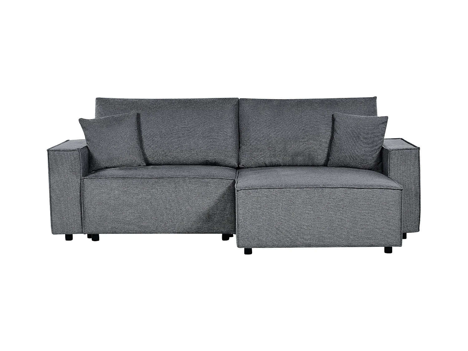 Canapé d'Angle à droite Moderne Fonction Couchage Dossier Rembourré avec Coussins en Tissu Polyester Gris Foncé Karila