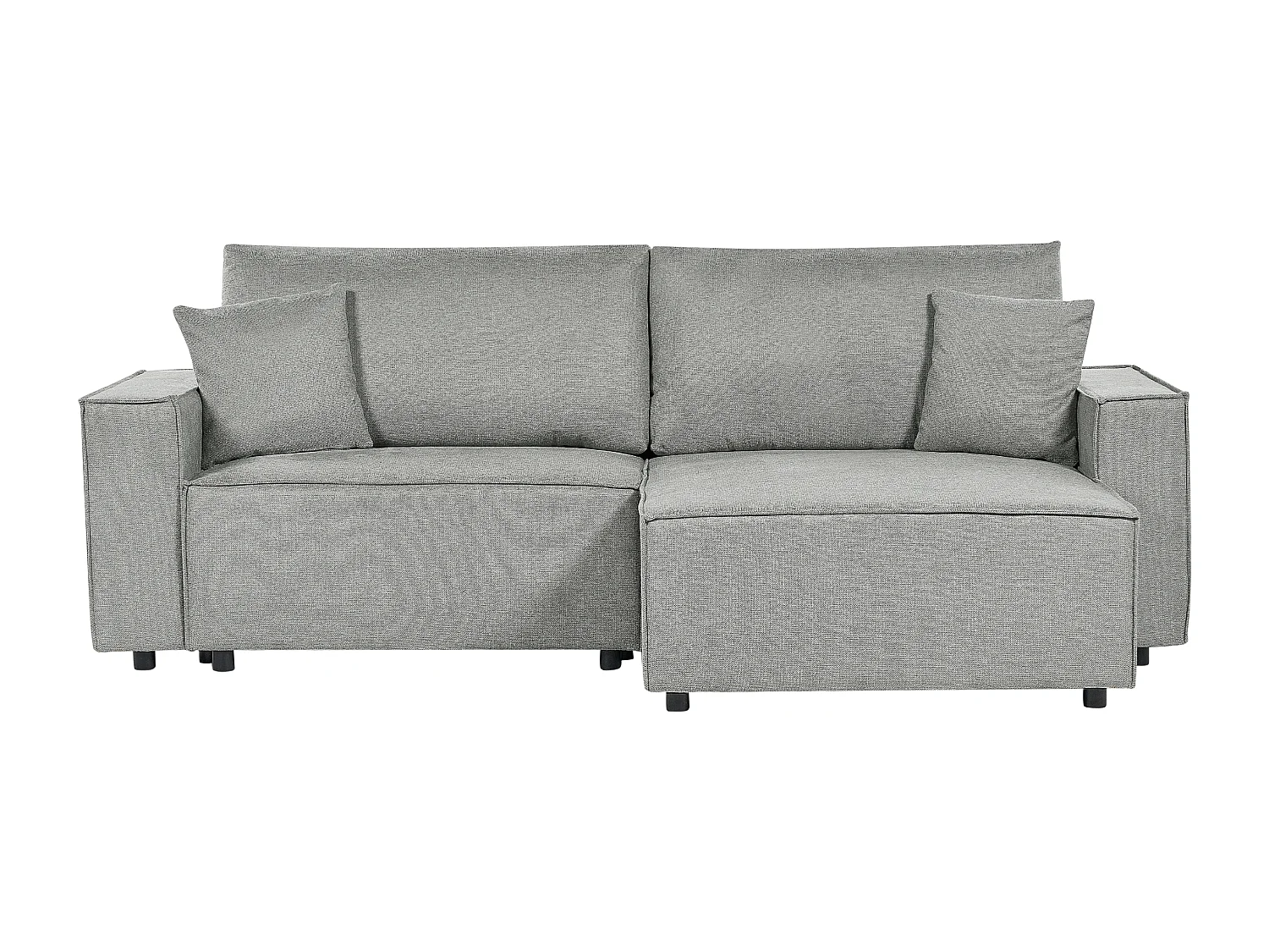 Canapé d'Angle à droite Moderne Fonction Couchage Dossier Rembourré avec Coussins en Tissu Polyester Gris Karila