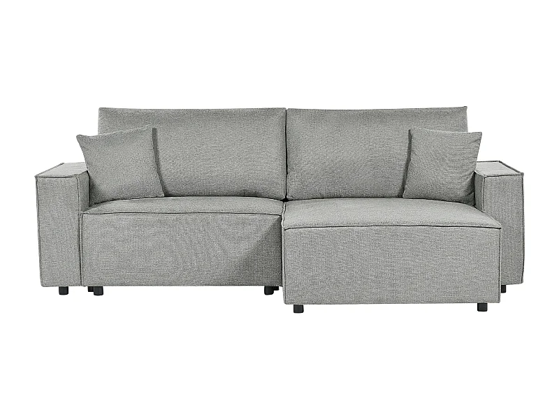 3-Sitzer Ecksofa grau links mit Chaiselongue Schlaffunktion Stauraum Karila
