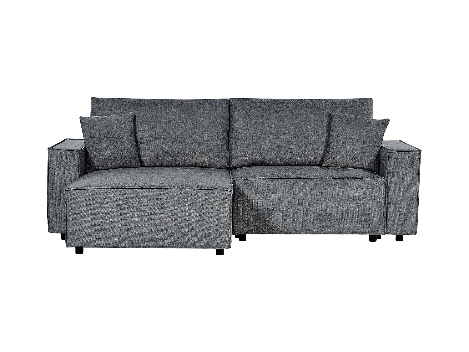 Canapé d'Angle à gauche Moderne Fonction Couchage Dossier Rembourré avec Coussins en Tissu Polyester Gris Foncé Karila