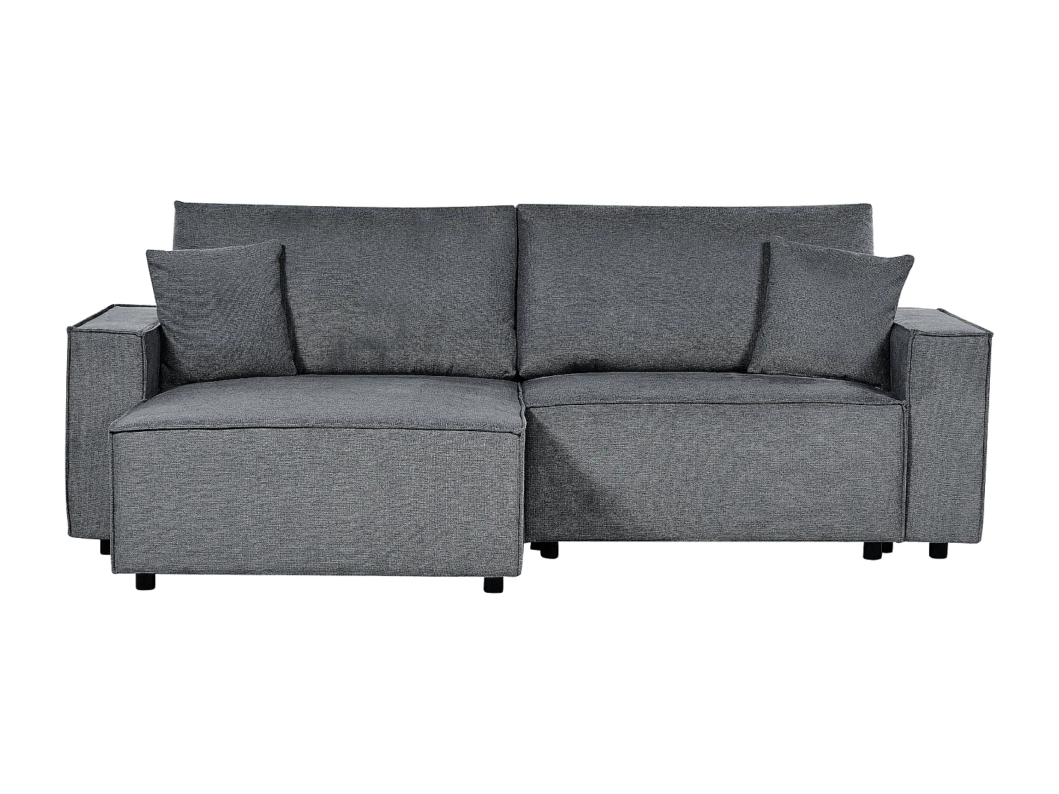 Canapé d'Angle à Droite Moderne Fonction Couchage Dossier Rembourré avec Coussins en Tissu Polyester Gris Foncé Karila