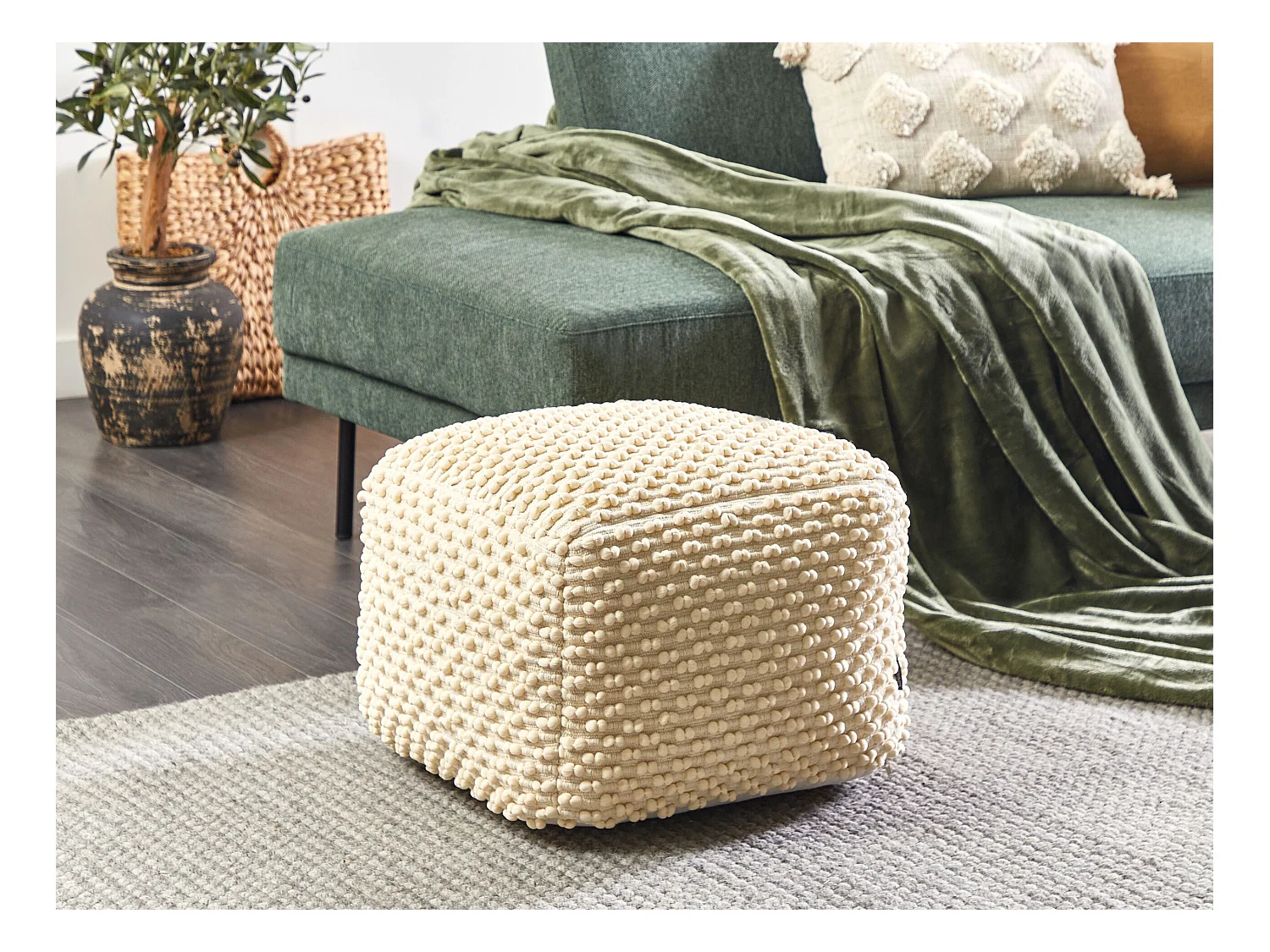 Pouf KINGRI Coton Beige clair