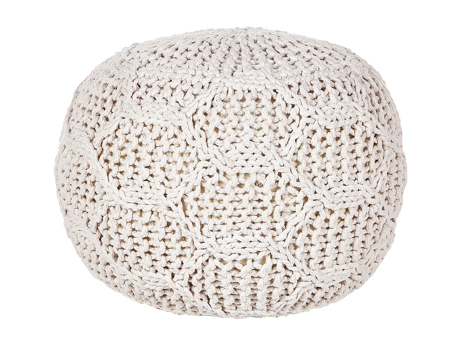 Pouf Macramé TRIMAN Coton Beige clair