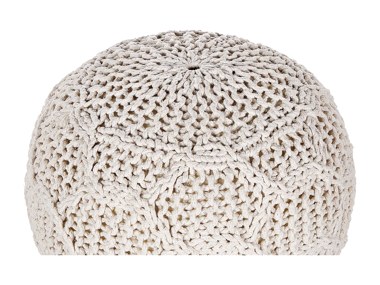 Pouf Macramé TRIMAN Coton Beige clair