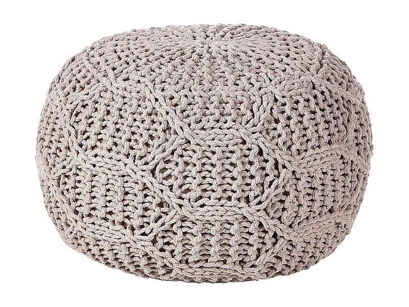 Pouf Macramé TRIMAN Coton Taupe