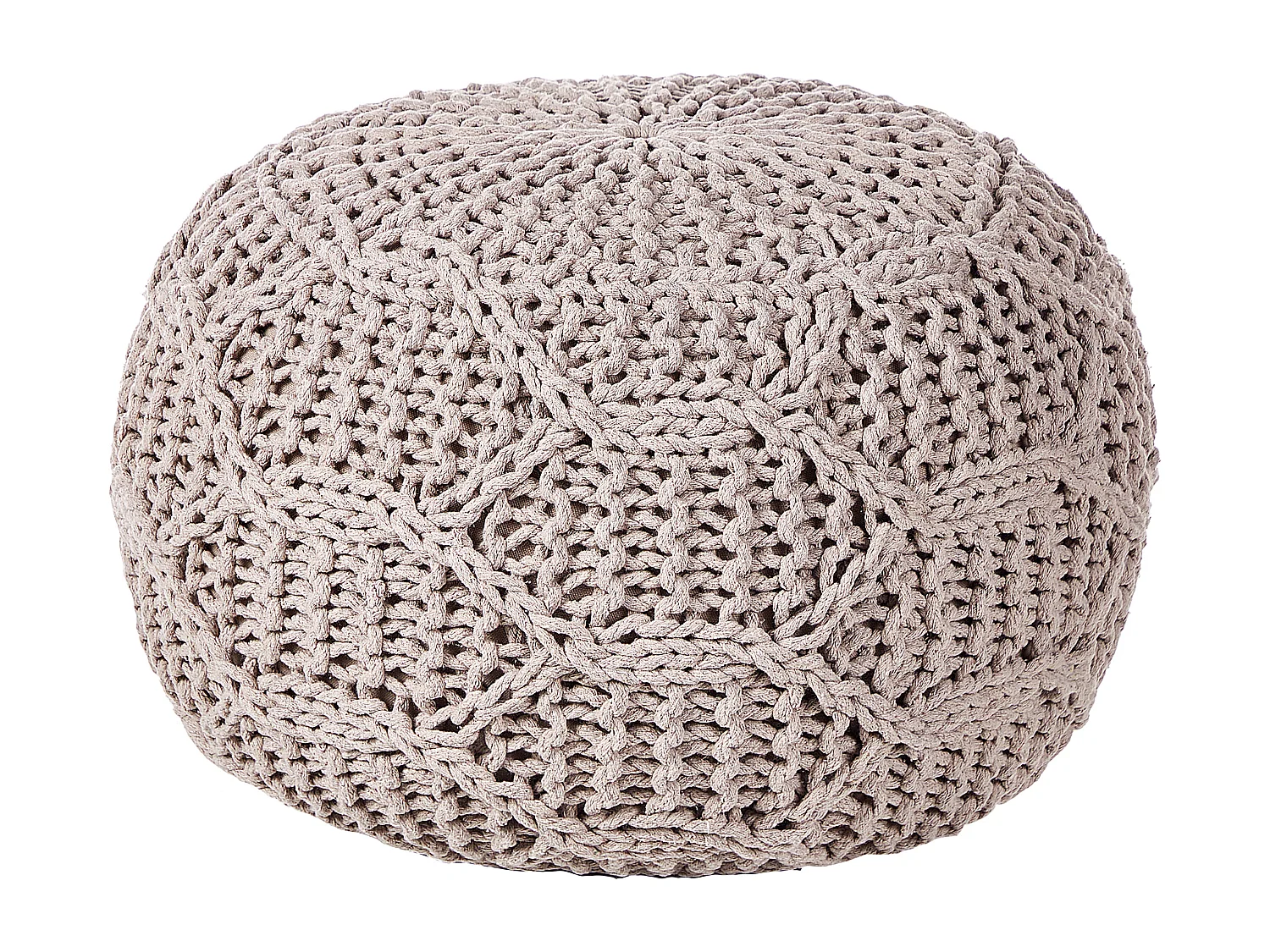 Pouf Macramé TRIMAN Coton Taupe