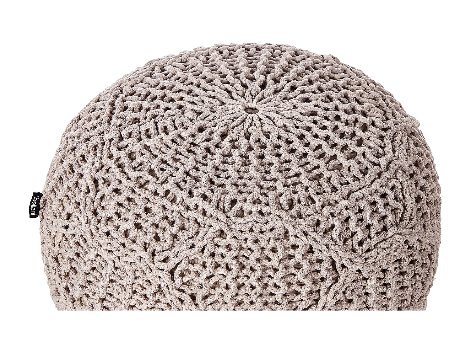 Puf Makrama TRIMAN Bawełna Beżowoszary 50 cm 50 cm 35 cm