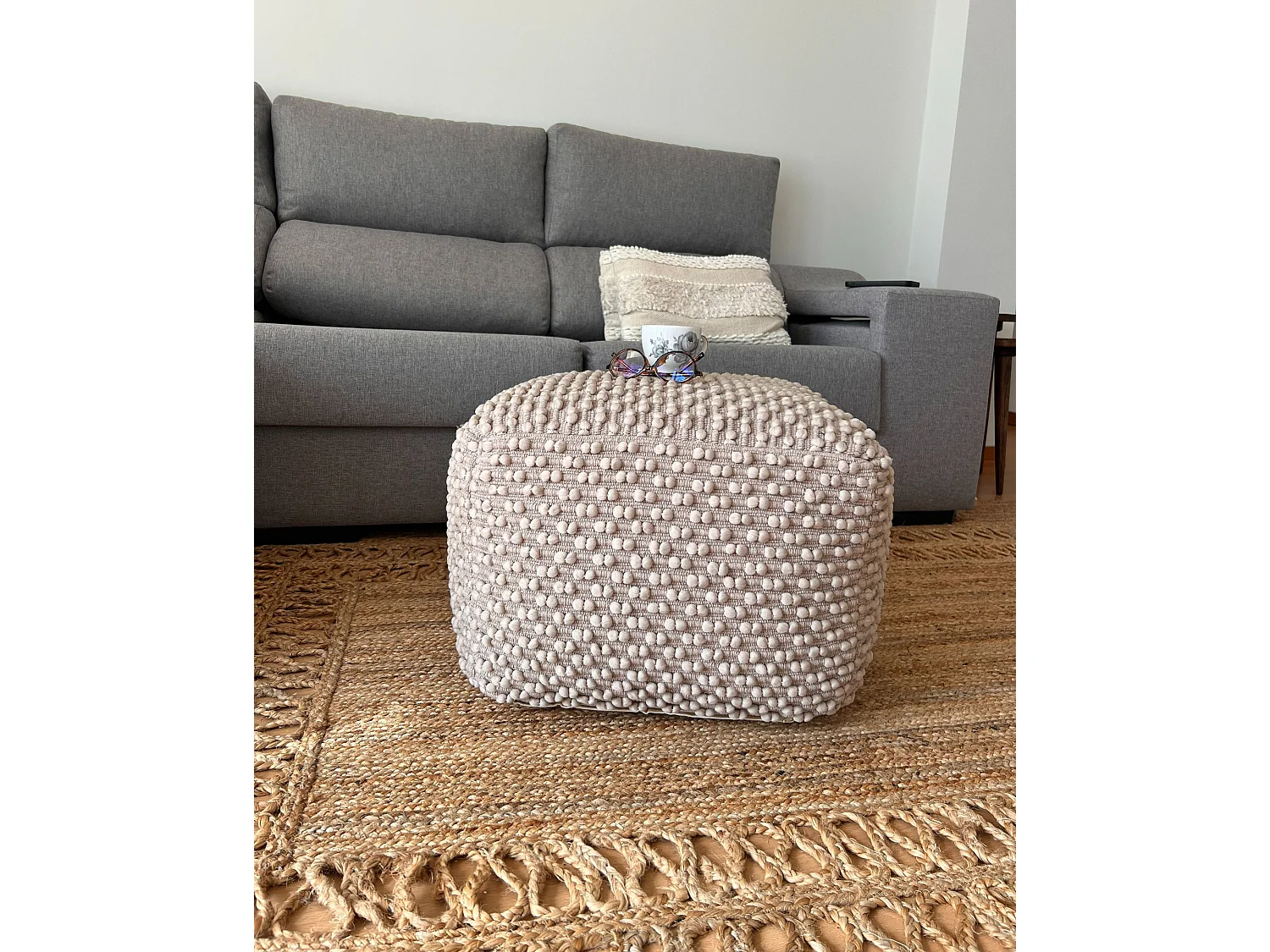 Pouf KINGRI Coton Taupe