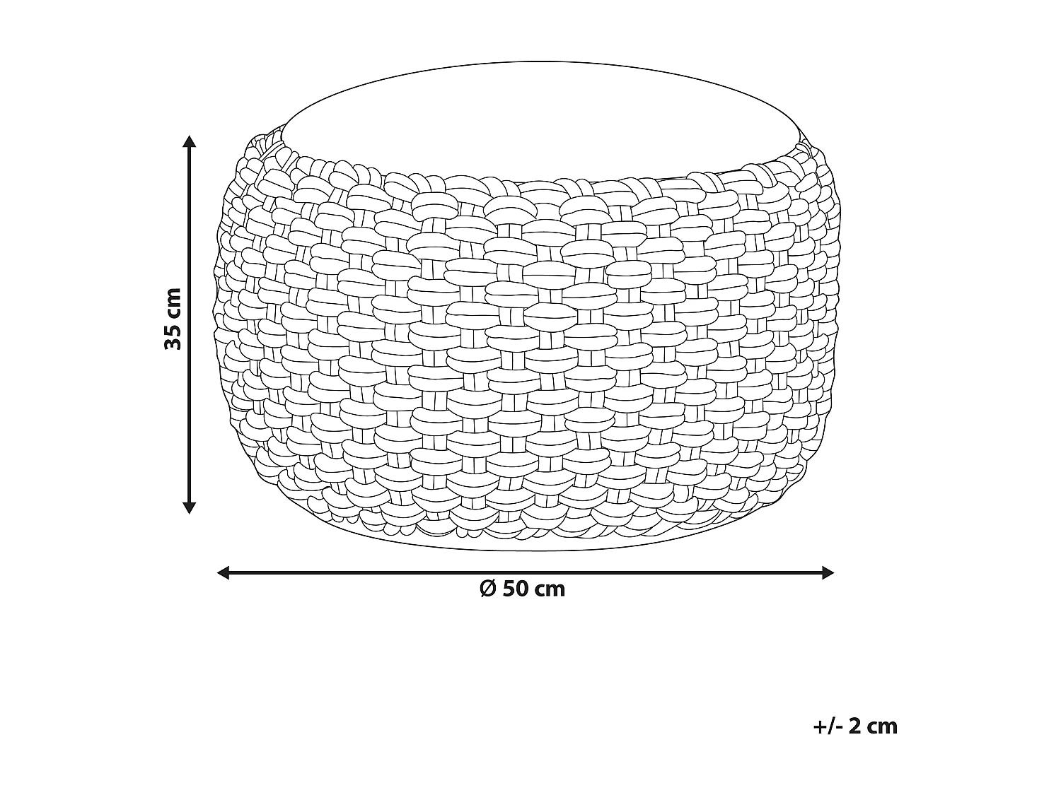 Poef AIZA Katoen Wit 50 cm 50 cm 35 cm