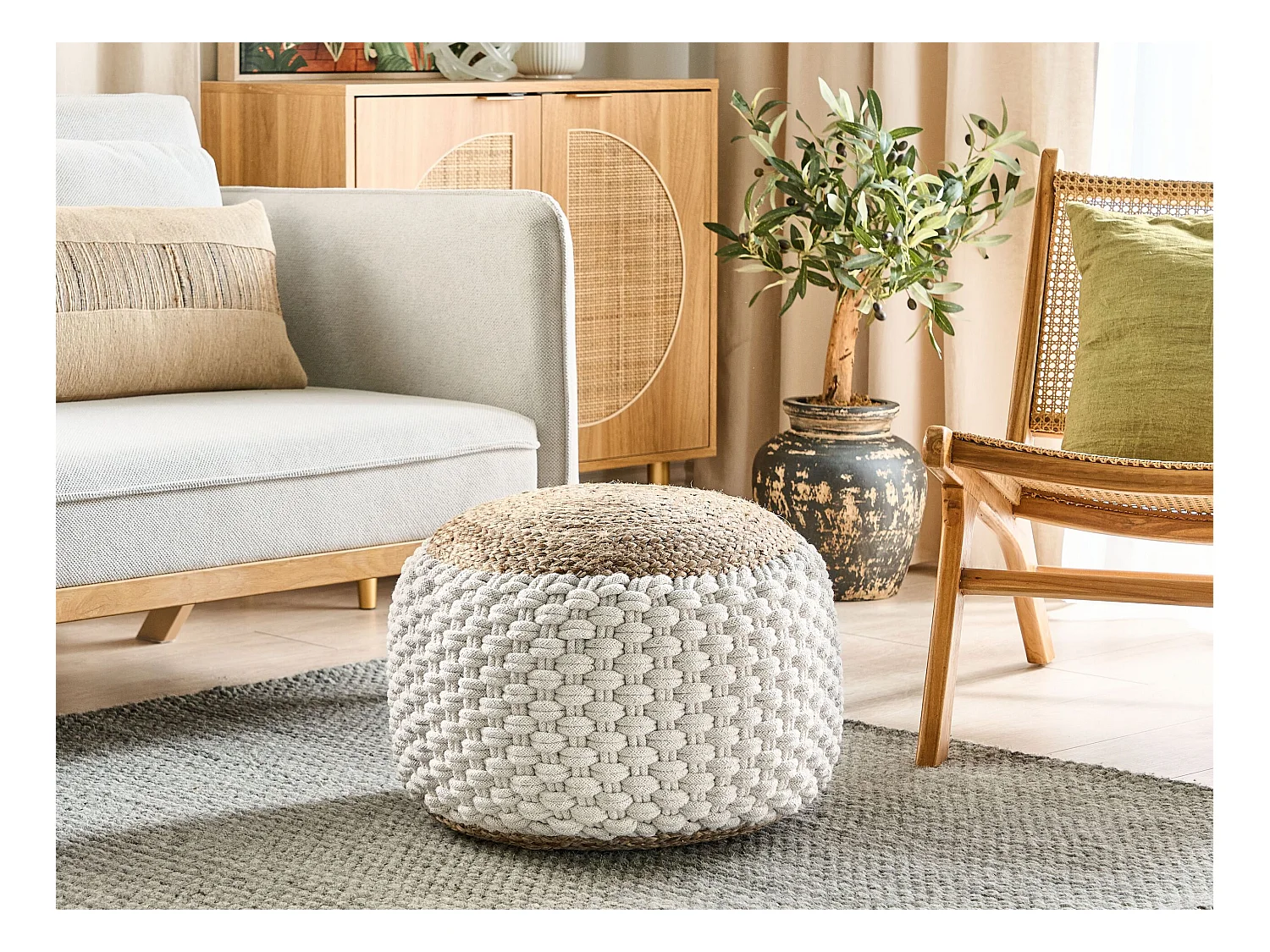 Pouf AIZA Coton Blanc