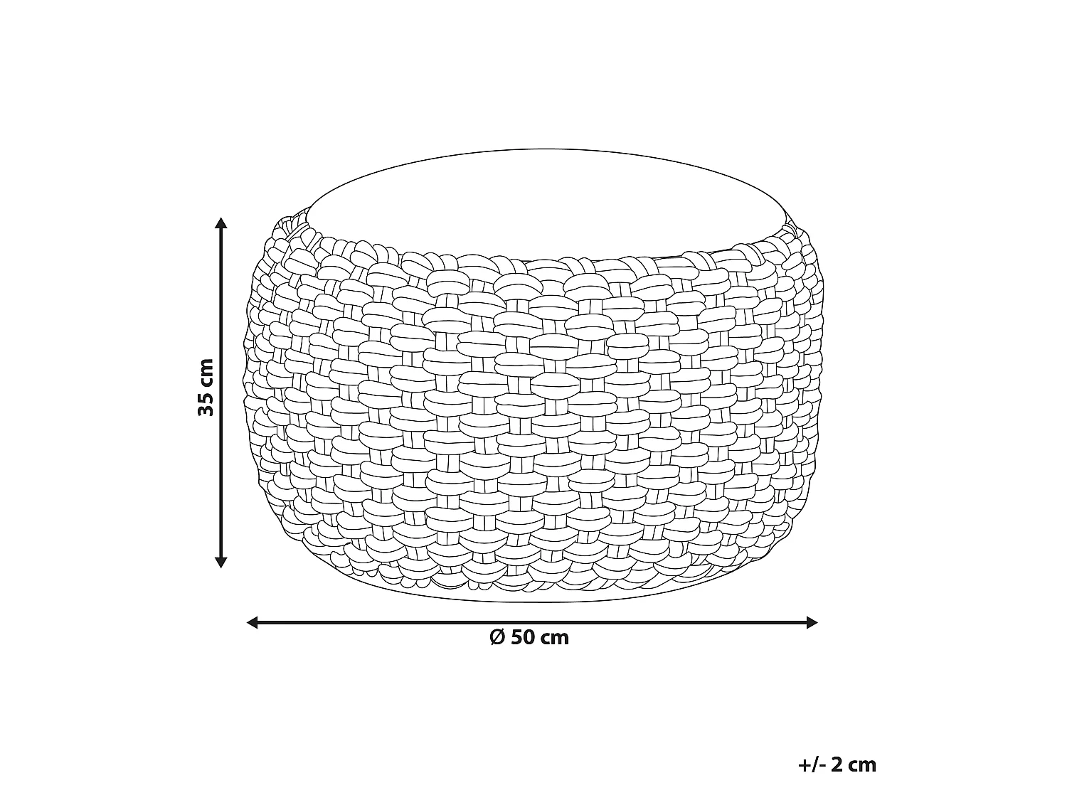 Pouf AIZA Coton Blanc 50 cm 50 cm 35 cm