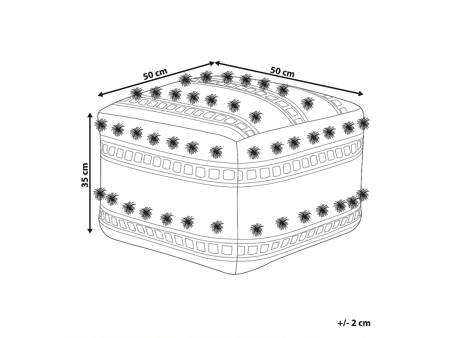 Pouf KARAW Cotone Beige 50 cm 50 cm 35 cm