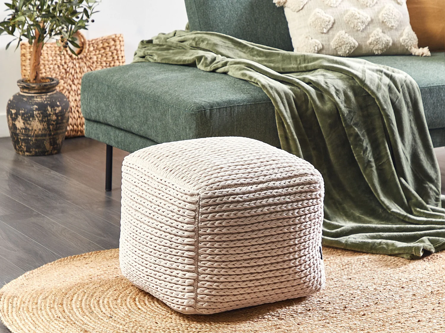 Pouf DAMAN Coton Beige clair