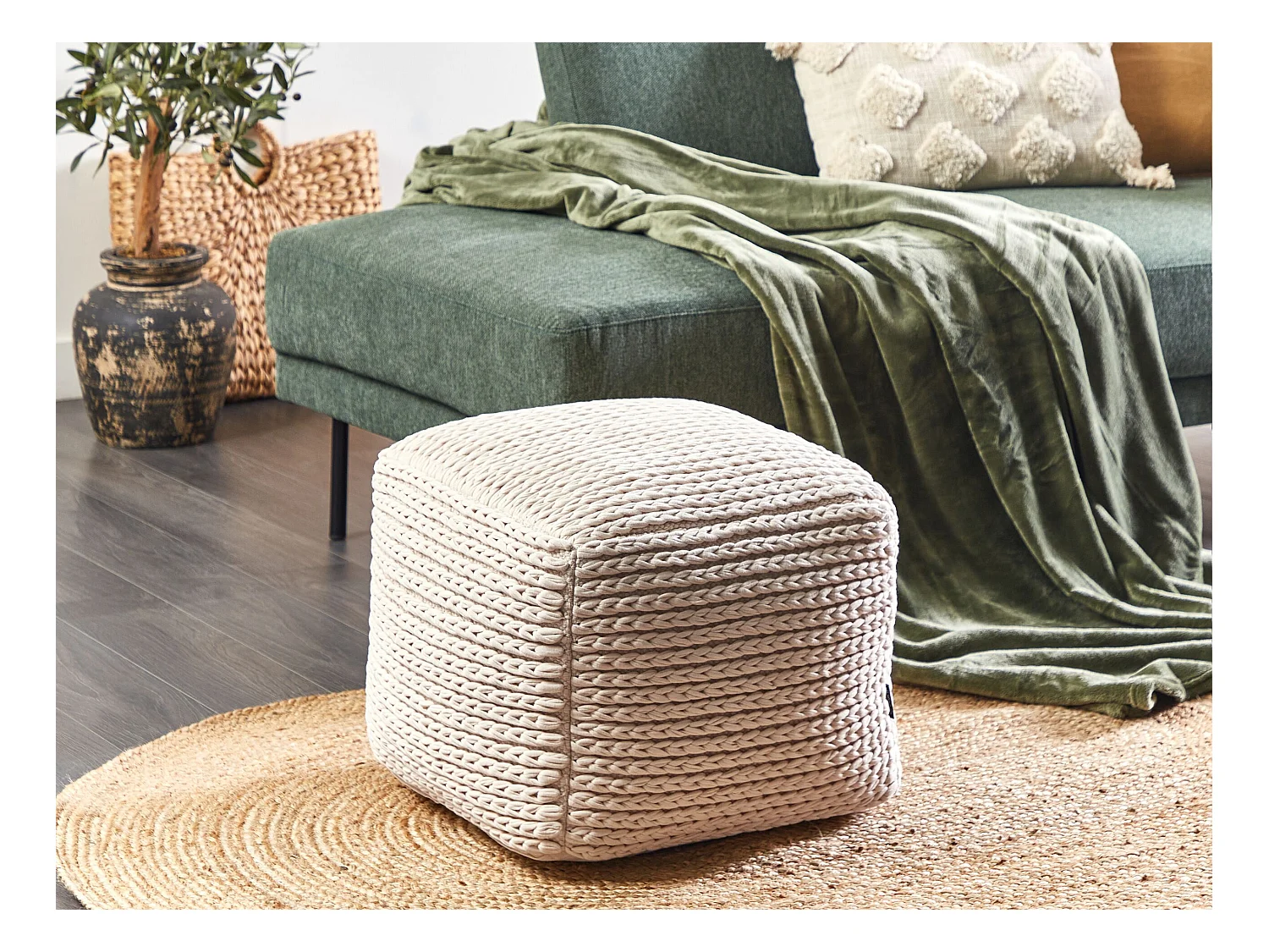Pouf DAMAN Coton Beige clair