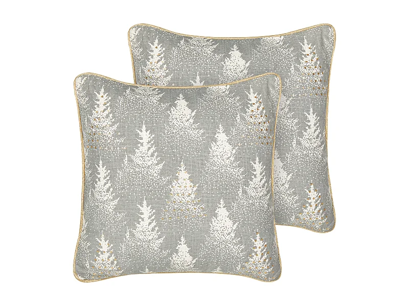 Conjunto de 2 almofadas decorativas BILLBERGIA Algodão 45 x 45 cm Cinzento Padrão natalicio