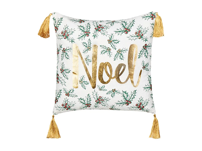 Dekokissen 2er Set mit Füllung Baumwolle weiß gold Weihnachtsmotiv 45x45cm Zamia