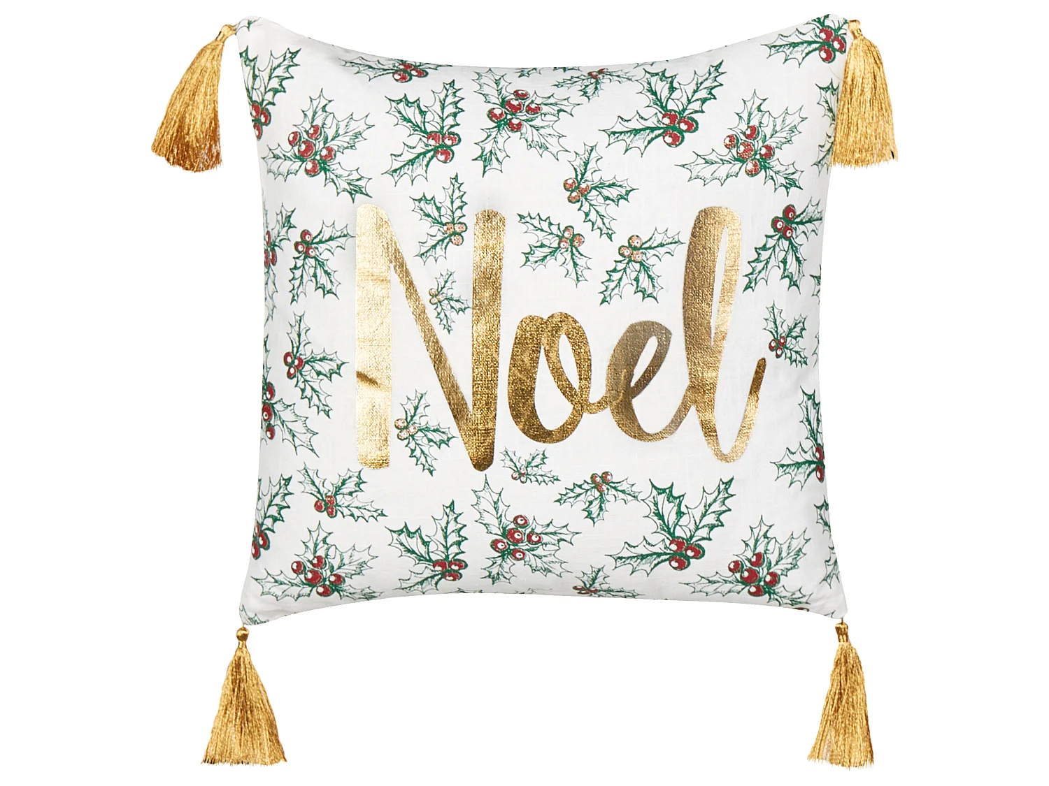Dekokissen 2er Set ZAMIA Baumwolle 45 x 45 cm Weiss Weihnachtsmotiv