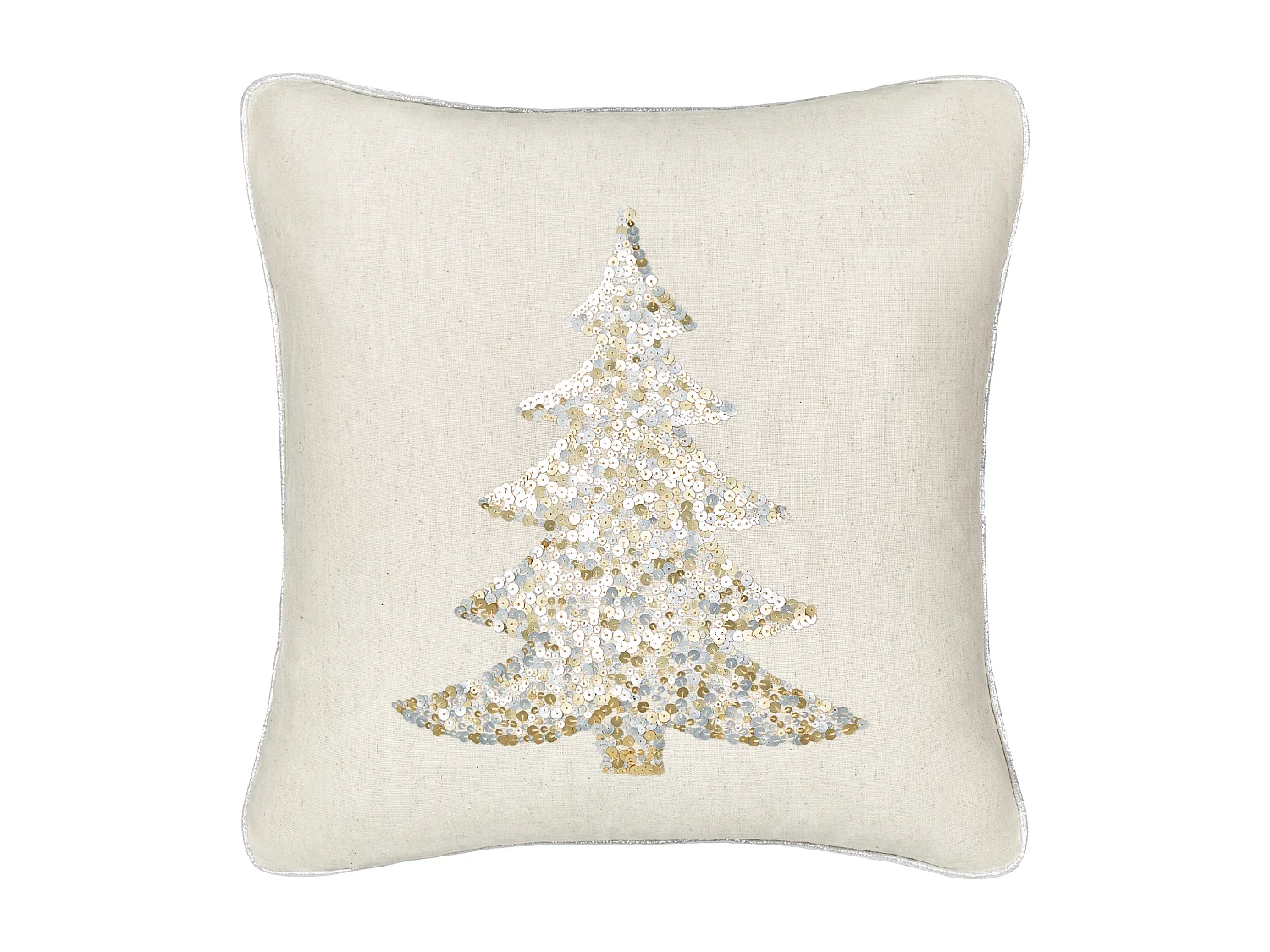 Dekokissen 2er Set CLEYERA Baumwolle 45 x 45 cm Beige Weihnachtsmotiv