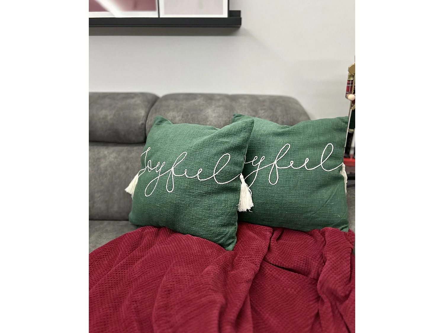 Set van 2 decoratieve kussens ELETTARIA Katoen 45 x 45 cm Groen Kerst patroon