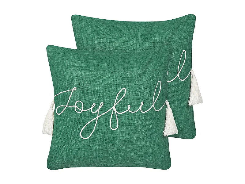 Lot de 2 coussins décoratifs ELETTARIA Coton 45 x 45 cm Vert Motif de Noël