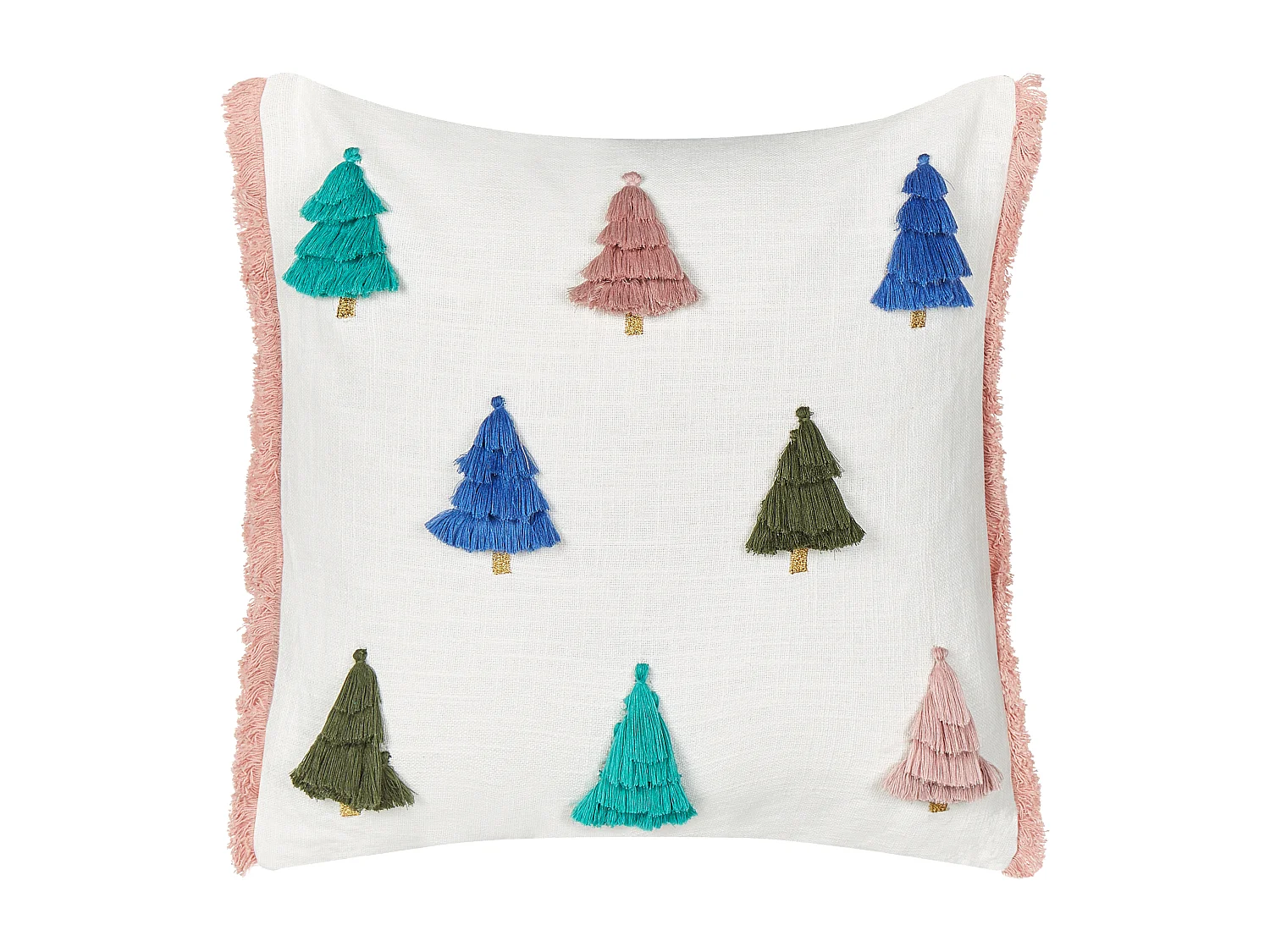 Set van 2 decoratieve kussens SKIMMIA Katoen 45 x 45 cm Wit Kerst patroon